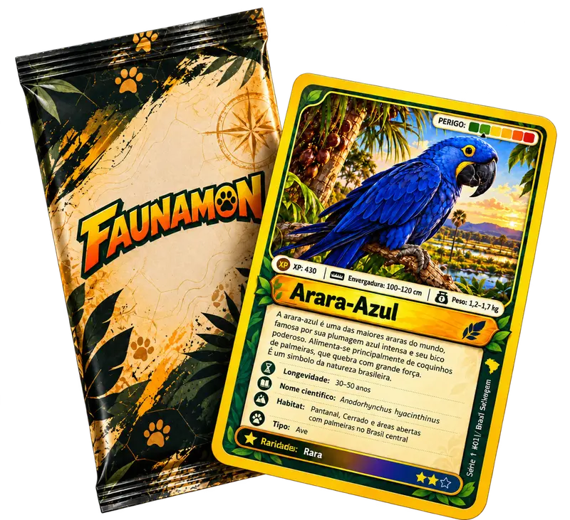 Pacote Faunamon e carta Arara-Azul