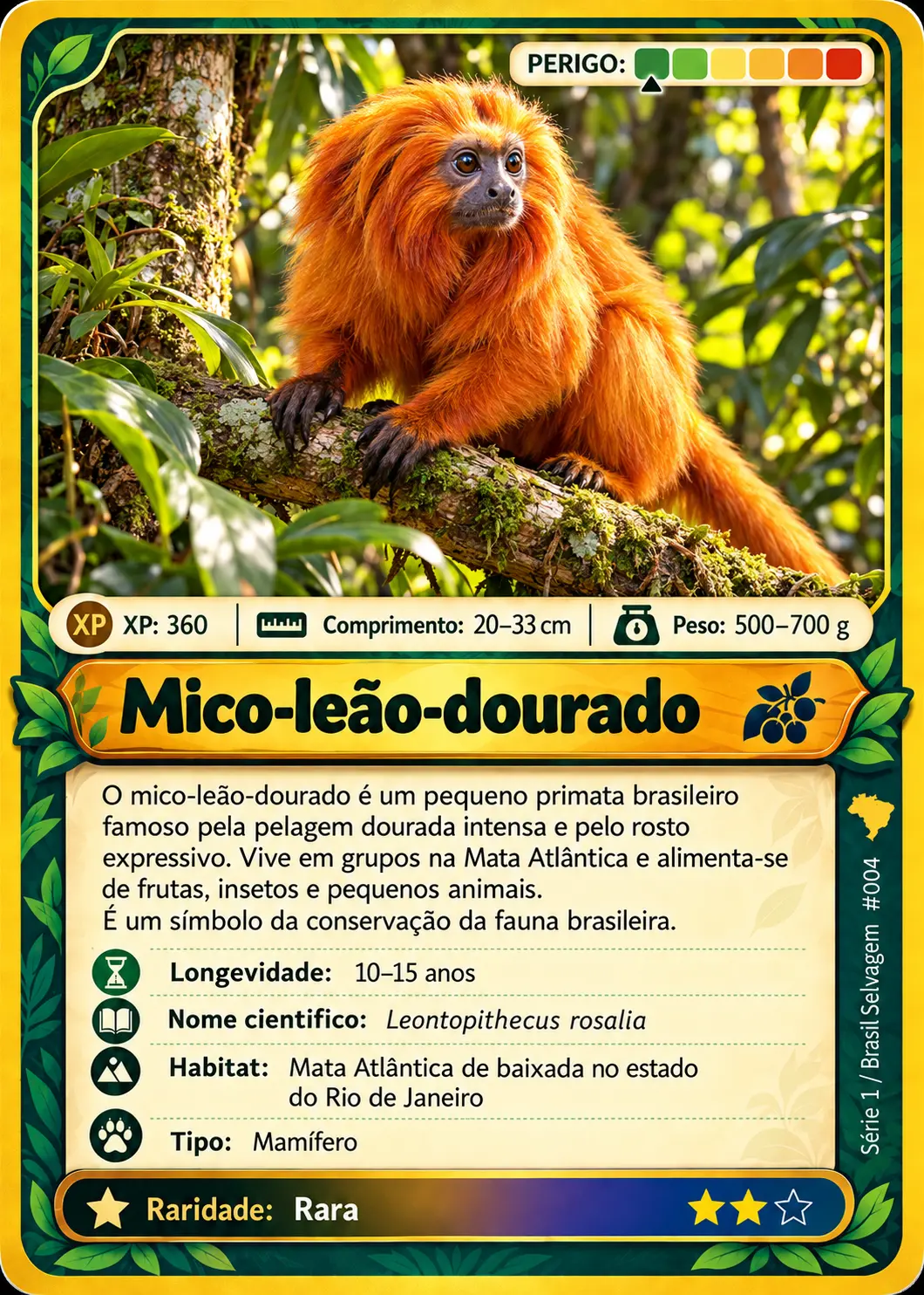 Carta Faunamon do Mico-leão-dourado, nº 004 da Série 1